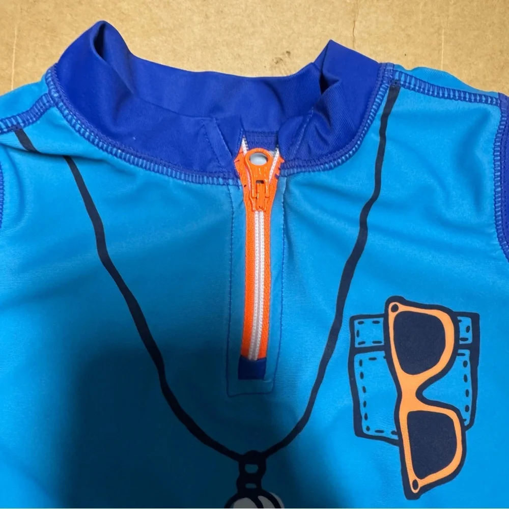GAP Baby Swimsuit One Piece Rashguard Short Sleeve and Shark Hat